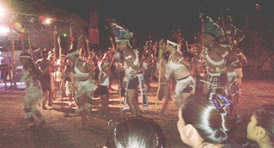 Rupununi dancers performing at the Music and Arts Festival last week