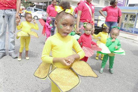 Tender Heart Day Care and Play Group of Parade Street, Kingston had a floral theme during a mini Mash parade on Friday (Photo by Arian Browne)