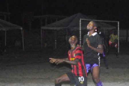 Part of the action between Pouderoyen and Young Achievers which Pouderoyen won 2 – 1 in extra time.