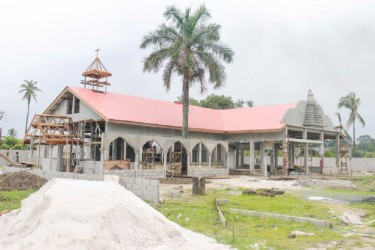 Works still in progress on Georgetown’s first crematorium, which is slated to be open on Saturday. (Photo by Arian Browne)