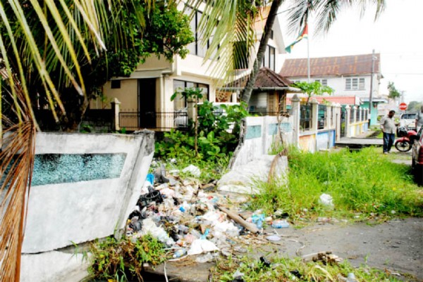 Clean it up: This unsightly garbage heap sits conspicuously on an empty plot of land in Thomas Street immediately next door to the Ministry of Amerindian Affairs. It ought not to be a herculean task for a government ministry to stop the dumping of garbage on its doorstep. 