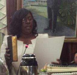 Dr Karen Cummings being sworn in this afternoon