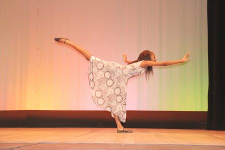 Alyssa Griffith of Tutorial High School in a social commentary dance at the Children’s Mashramani contest on Wednesday at the National Cultural Centre.