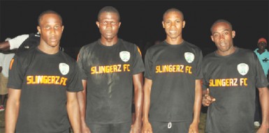 Slingerz FC Strike Squad! (L-R) Clive De Nobrega, Olvis Mitchell, Anthony Abrams and Devon Millington 