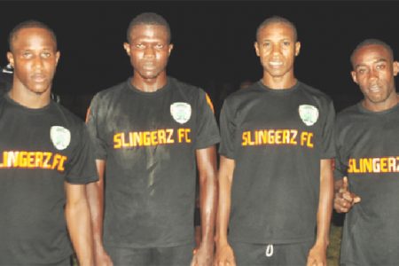 Slingerz FC Strike Squad! (L-R) Clive De Nobrega, Olvis Mitchell, Anthony Abrams and Devon Millington 