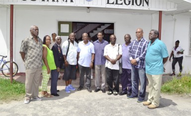 The newly elected executive of the Guyana Legion from left to right:  Assistant Secretary Treasurer, Wilbert Nurse; Committee Member, Annette Adonis; Committee Member, Wilfred James; Vice President, Carol Haynes; President, George Gomes; Committee Member, James Samuels; Treasurer Stanislaus Canzius; Vice President, Arno Solomon; Vice President, Frank Bisphan; Committee Member Bert Douglas. 