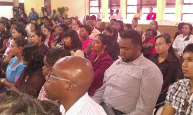 Some of the students who were honoured yesterday at the Students Honour Roll Ceremony that was hosted by the University of Guyana’s School of Education and Humanities. 