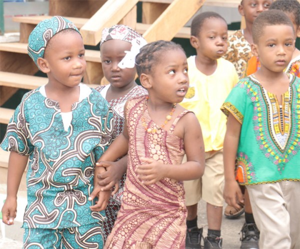 Team Africa! Children dressed in African wear at South Road Nursery School yesterday where a Commonwealth Day activity was held to mark this year’s observance. Commonwealth Day is an opportunity to promote understanding on global issues, international co-operation and the work of Commonwealth organisations, which aim to improve the lives of citizens. It is celebrated on the second Monday in March every year. The theme this year is ‘Team Commonwealth’. (Photo by Arian Browne) 