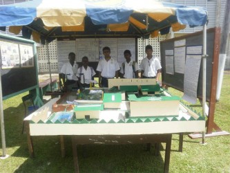 Anna Regina Secondary School’s exhibit ‘Flood reduction techniques and recycling of flood waters.’ 