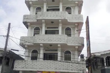 This building opposite the Georgetown Public Hospital was highlighted by several persons as showing signs of obvious tilting. 