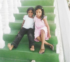 Cousins on the front steps