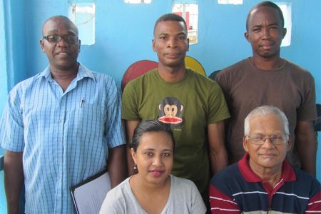 DAFO Executive Members: (L to R - Back row) Vice-Chairman Collin Caesar, Chairman Stanley Jacobs and Treasurer Adrian Bess. (L to R - Front) Women’s Welfare officer Rohini Sooklall and Youth Development Officer Glenn Shivrattan 