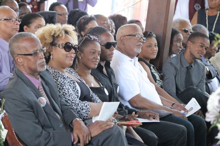 Family members of the late Deborah Backer at her funeral yesterday. 