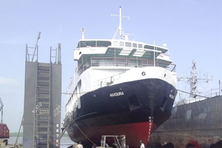 The MV Makouria in dry dock (T&HD photo)