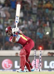 Dwayne Smith bowled by Lasith Malinga (WICB photo) 