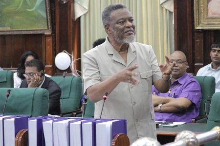 Prime minister Samuel Hinds during the debate on Tuesday.  