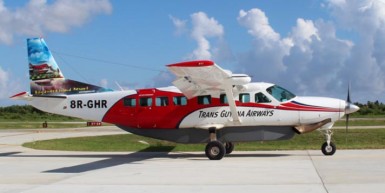 A Trans Guyana aircraft at the Ogle Internationl Airport