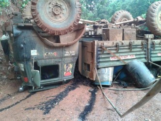  The overturned truck 