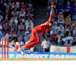 Seamer Chris Jordan ... in action for England at Kensington Oval last month . 