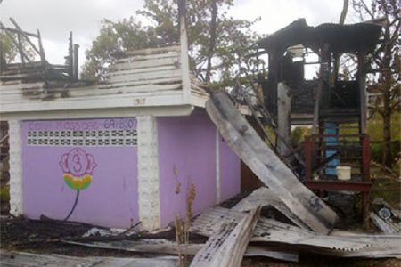 The top flat of the house in North Ruimveldt was ripped apart by the fire