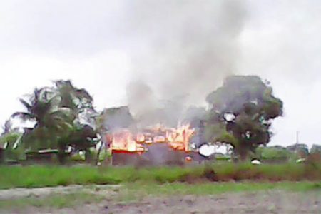 The burning apartment building in Kuru Kururu yesterday morning