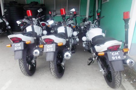 Some of the motorcycles purchased for the police