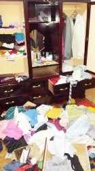 A ransacked bedroom 