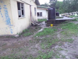 The conditions outside of the Mahdia Secondary dormitories, which are among the education facilities in Region Eight that AFC Councillor Niem Gafoor has condemned as deplorable. (See story on page 20)