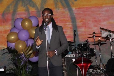  Yaphet Jackman performing a spoken word poem at the album launch. (Photo by James Gulliver) 