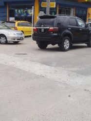 A filled-in section of the roadway at the junction of Regent and Cummings streets that   was dug up to insert sewerage pipes. 