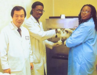 Left to right: Dr Young Park, Professor of Food Science; Christopher McGhee, MS student in Food Technology and Jolethia Jones, Research Technician