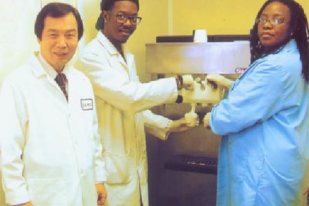 Left to right: Dr Young Park, Professor of Food Science; Christopher McGhee, MS student in Food Technology and Jolethia Jones, Research Technician