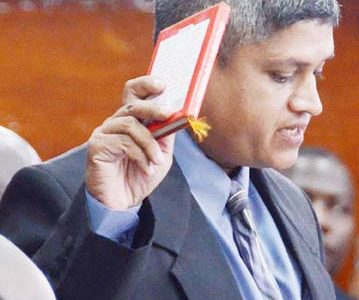 Jaipaul Sharma uring his swearing in as a member of Parliament