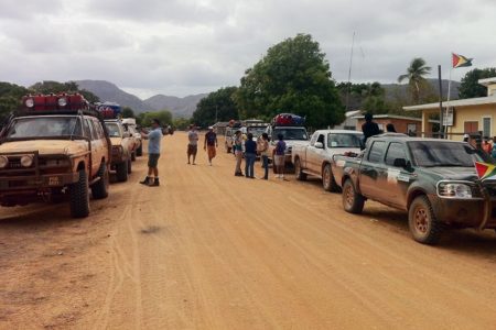 The Safari convoy at one of the checkpoints along the route (GINA photo)