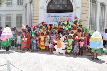 The students with their Easter-themed hats after the parade