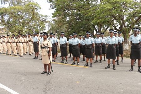 The Guard of Honour marshalled for the opening yesterday of the Police Officers conference at Eve Leary, Kingston.