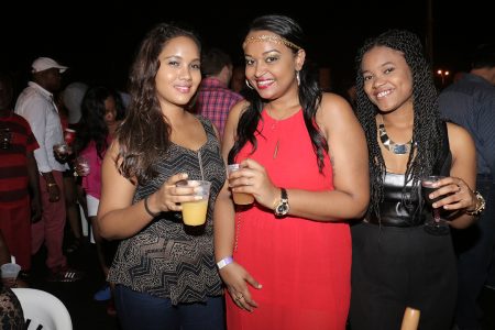 A concert and a drink for these ladies at the Sean Paul and Jah Cure concert at the National Stadium on Monday.