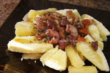 A taste of home - Boiled Ground Provisions & Stewed Salt Meat (Photo by Cynthia Nelson) 