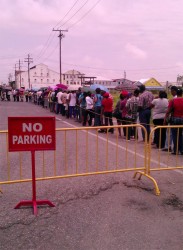A long line at the US visa fair 