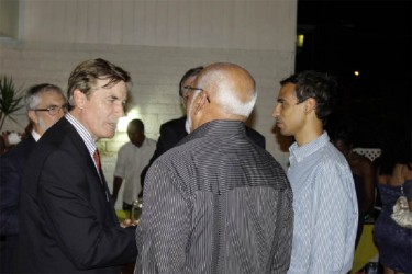 US Ambassador Brent Hardt (left) in conversation with President Donald Ramotar. 