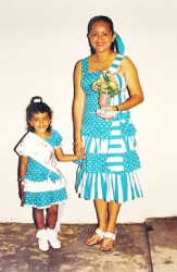 Maritza and Roxanne Lord in 1990 after winning the Junior Category of the first Mother and Daughter Pageant 