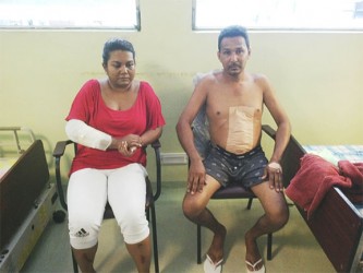 From left” Jaitoon Majeed and her husband Fazal Azeem at the Georgetown Public Hospital.