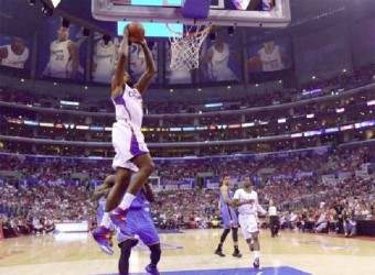 Los Angeles Clippers center DeAndre Jordan (6) dunks the ball against the Oklahoma City Thunder in game four of the second round of the 2014 NBA Playoffs at Staples Center. Kirby Lee-USA TODAY Sports 