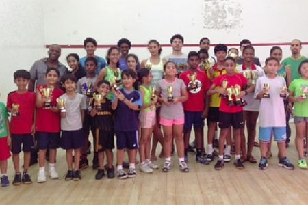 The winners of the Woodpecker Products junior national squash championships.
