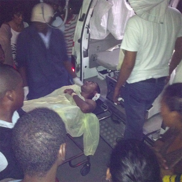 A wounded Davendra Harricharran last evening at the New Amsterdam Hospital