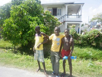 Young boys smiling for the camera