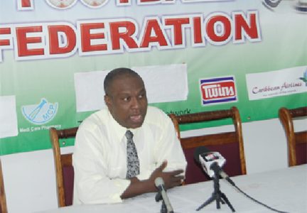 GFF President Christopher Matthias addressing the media during the press conference