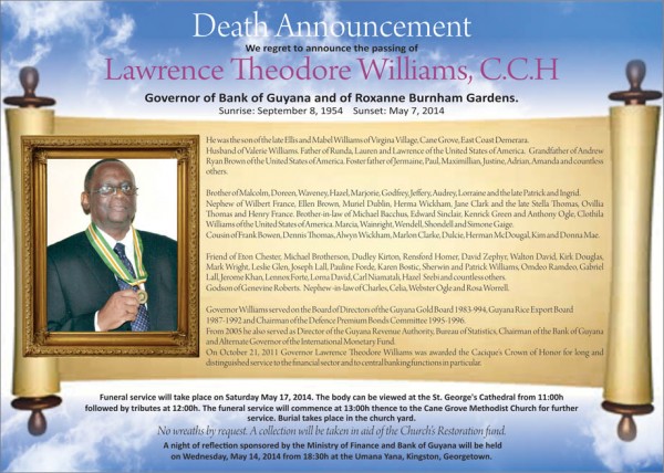 DeathAnnouncement 8x6 - Lawrence T Williams [Govnr]
