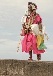 This man was decked out in his take on jewellery along the Kingston seawall yesterday.