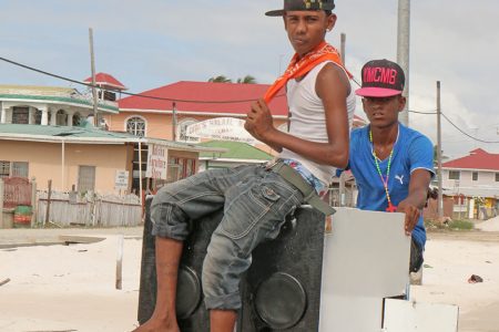 This youngster was riding a music cart at Mon Repos yesterday